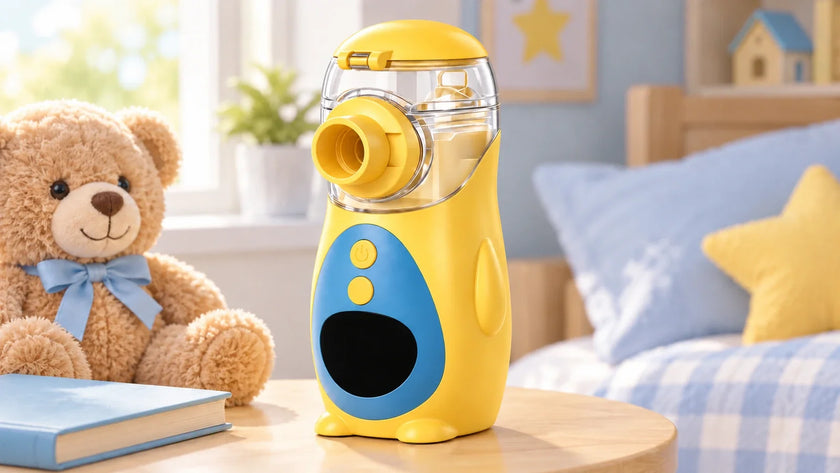 Mayluck MY-152B yellow nebulizer on a table in a child's bedroom