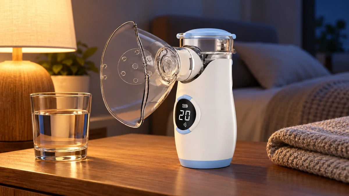 Mayluck MY135 nebulizer on a bedside table at night