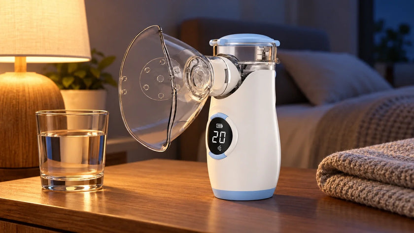 Mayluck MY135 nebulizer on a bedside table at night